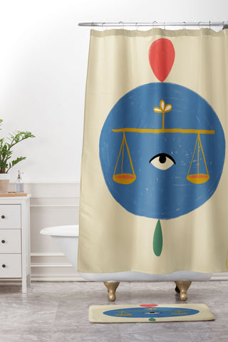 sandrapoliakov LIBRA I Shower Curtain And Mat