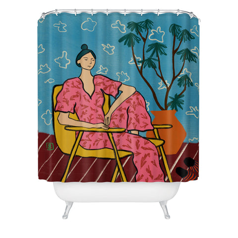 sandrapoliakov PLANT LADY AT HOME Shower Curtain
