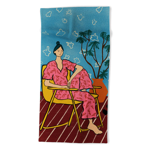 sandrapoliakov PLANT LADY AT HOME Beach Towel