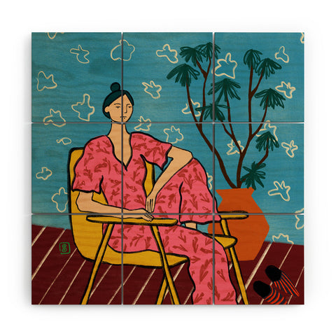 sandrapoliakov PLANT LADY AT HOME Wood Wall Mural