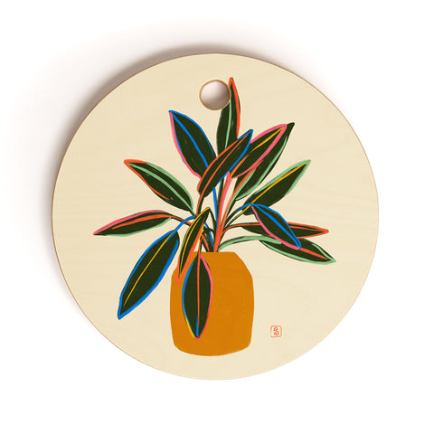 sandrapoliakov PLANT WITH COLOURFUL LEAVES Cutting Board Round