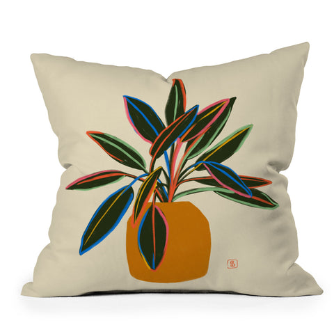 sandrapoliakov PLANT WITH COLOURFUL LEAVES Throw Pillow