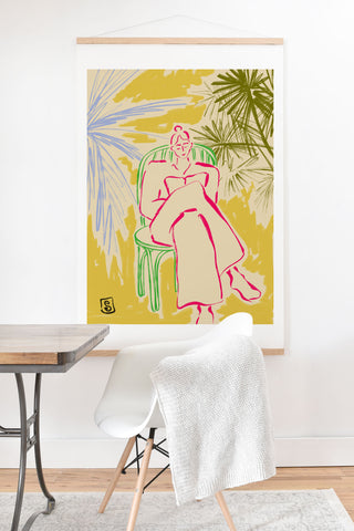 sandrapoliakov READING AMONG PALM TREES Art Print And Hanger