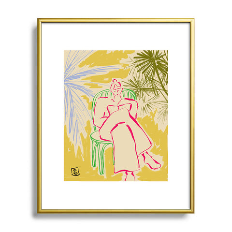 sandrapoliakov READING AMONG PALM TREES Metal Framed Art Print