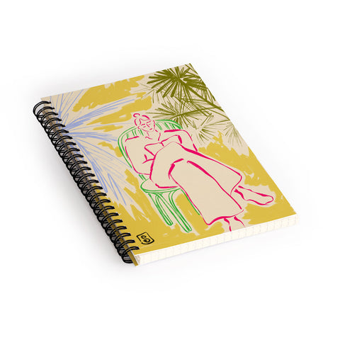 sandrapoliakov READING AMONG PALM TREES Spiral Notebook