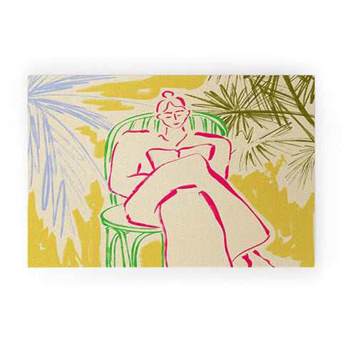 sandrapoliakov READING AMONG PALM TREES Welcome Mat