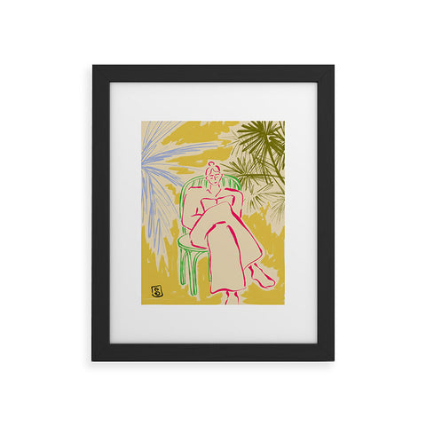 sandrapoliakov READING AMONG PALM TREES Framed Art Print