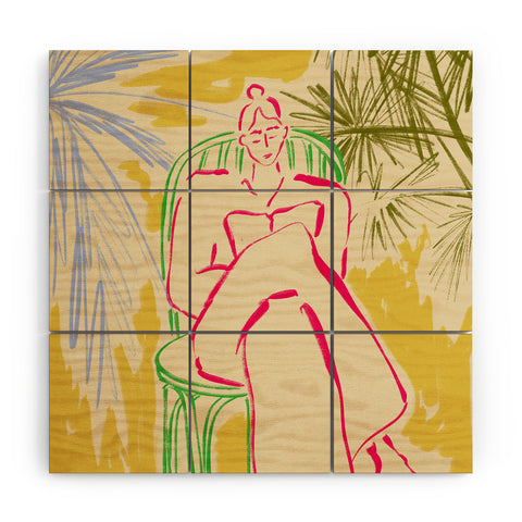 sandrapoliakov READING AMONG PALM TREES Wood Wall Mural