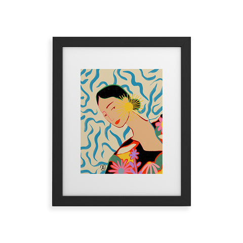 sandrapoliakov SMILING WOMAN AND SUNSHINE Framed Art Print