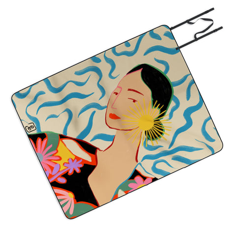 sandrapoliakov SMILING WOMAN AND SUNSHINE Outdoor Blanket