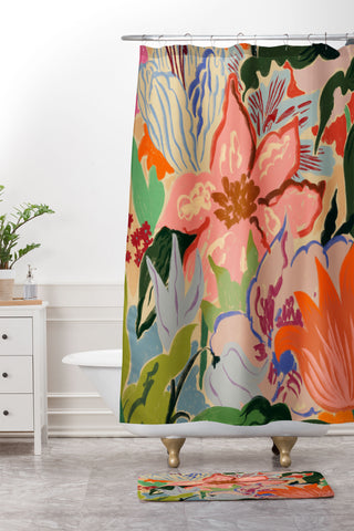 sandrapoliakov SUMMER BOUQUET II Shower Curtain And Mat