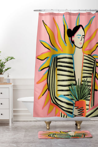 sandrapoliakov SUN POWER Shower Curtain And Mat