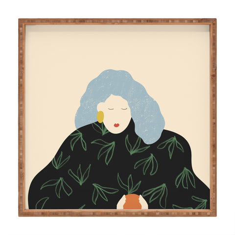 sandrapoliakov tangerine Square Tray