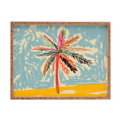 sandrapoliakov VACATION PALM TREE Rectangular Tray