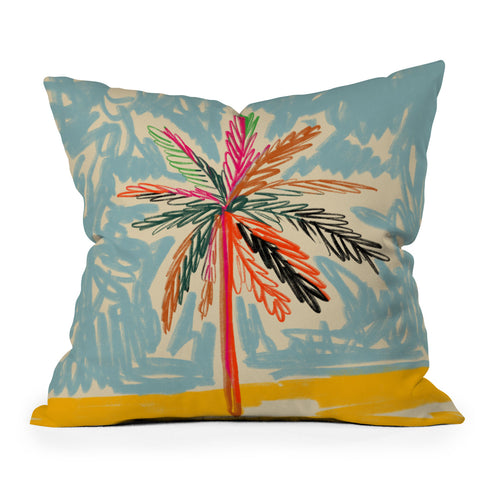 sandrapoliakov VACATION PALM TREE Throw Pillow