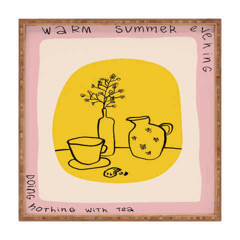 sandrapoliakov WARM SUMMER EVENING DOING NOTHING Square Tray