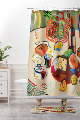 sandrapoliakov WINE BREAK Shower Curtain And Mat