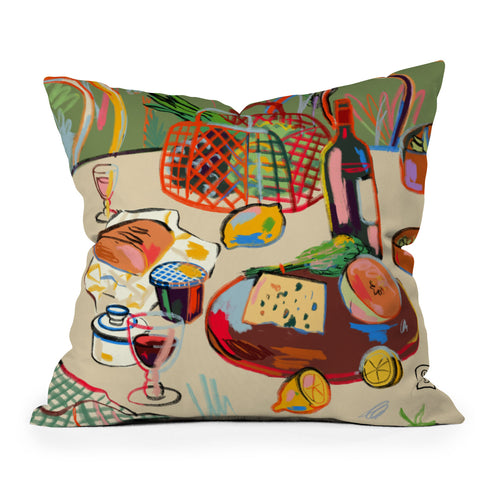 sandrapoliakov WINE BREAK Throw Pillow