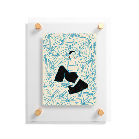 sandrapoliakov WOMAN IN A FIELD OF FLOWERS Floating Acrylic Print