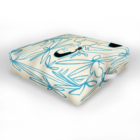 sandrapoliakov WOMAN IN A FIELD OF FLOWERS Outdoor Floor Cushion