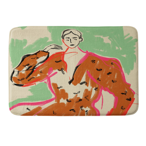 sandrapoliakov WOMAN IN A TERRACOTTA DRESS Memory Foam Bath Mat
