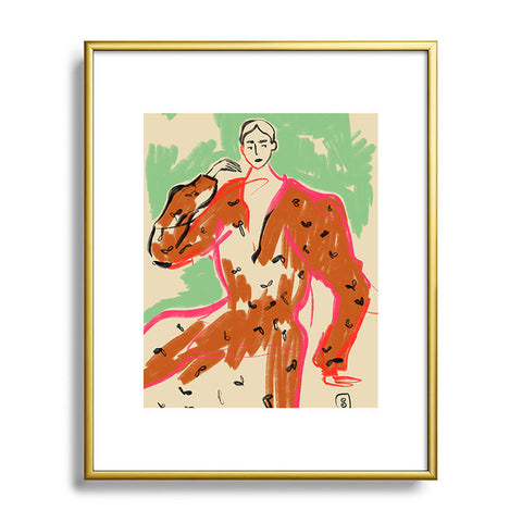 sandrapoliakov WOMAN IN A TERRACOTTA DRESS Metal Framed Art Print