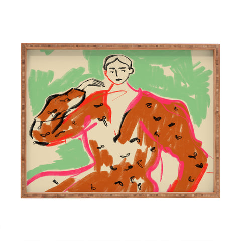 sandrapoliakov WOMAN IN A TERRACOTTA DRESS Rectangular Tray