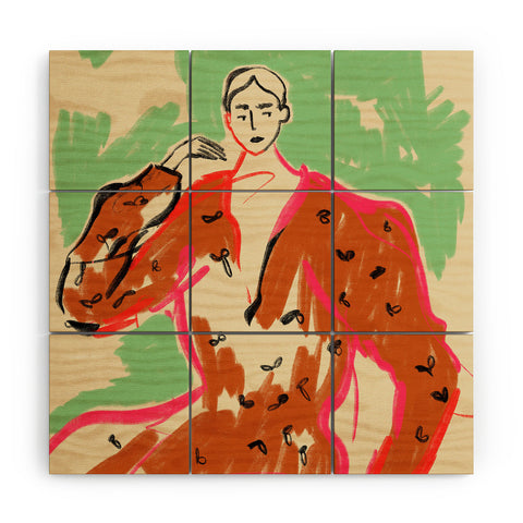 sandrapoliakov WOMAN IN A TERRACOTTA DRESS Wood Wall Mural