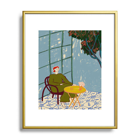 sandrapoliakov WOMAN UNDER A TREE Metal Framed Art Print