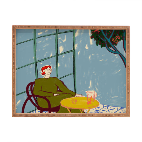 sandrapoliakov WOMAN UNDER A TREE Rectangular Tray