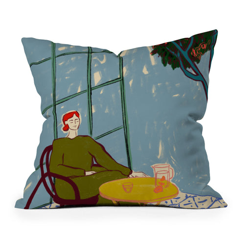 sandrapoliakov WOMAN UNDER A TREE Throw Pillow