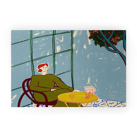 sandrapoliakov WOMAN UNDER A TREE Welcome Mat