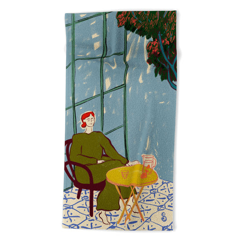 sandrapoliakov WOMAN UNDER A TREE Beach Towel