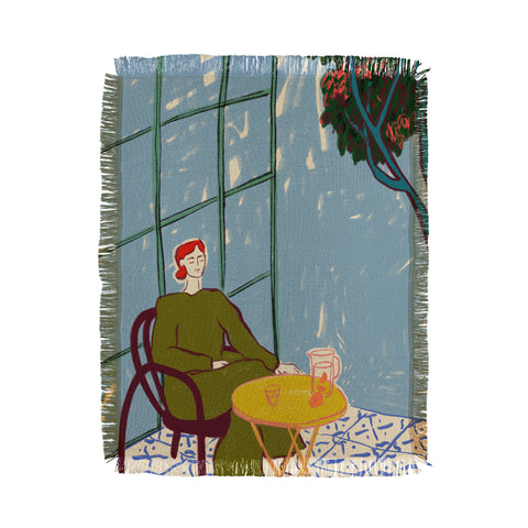 sandrapoliakov WOMAN UNDER A TREE Throw Blanket