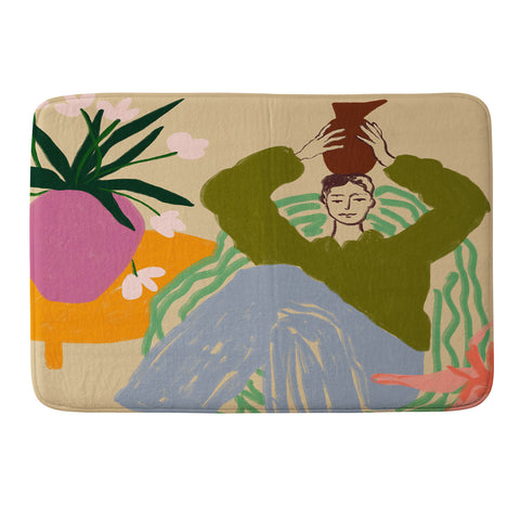 sandrapoliakov WOMAN WITH VESSEL Memory Foam Bath Mat