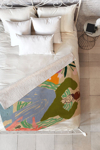 sandrapoliakov WOMAN WITH VESSEL Fleece Throw Blanket