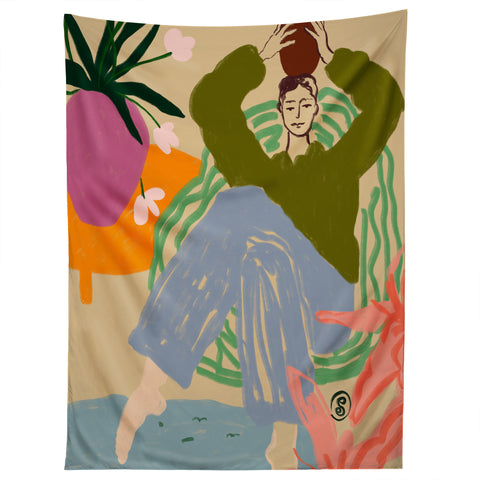sandrapoliakov WOMAN WITH VESSEL Tapestry