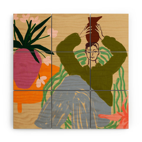 sandrapoliakov WOMAN WITH VESSEL Wood Wall Mural