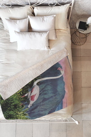 Sarah Eisenlohr Flamingo I Fleece Throw Blanket