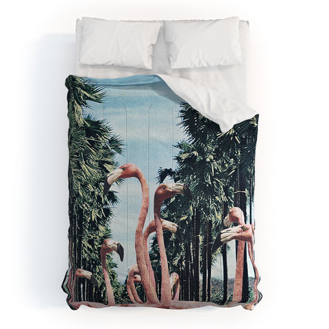 Sarah Eisenlohr Palm Trees Flamingos Comforter