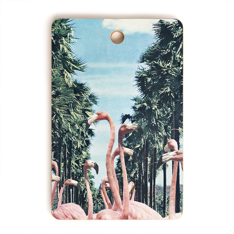 Sarah Eisenlohr Palm Trees Flamingos Cutting Board Rectangle