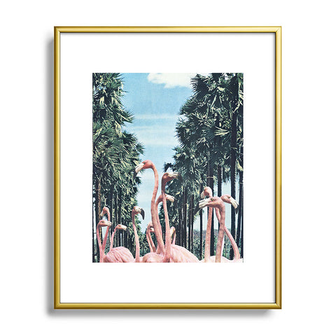 Sarah Eisenlohr Palm Trees Flamingos Metal Framed Art Print