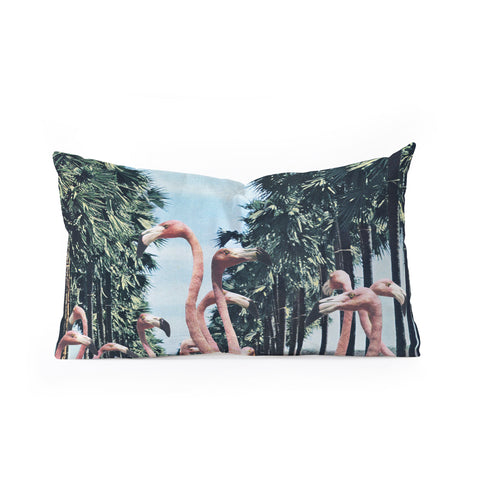 Sarah Eisenlohr Palm Trees Flamingos Oblong Throw Pillow