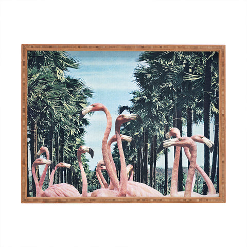 Sarah Eisenlohr Palm Trees Flamingos Rectangular Tray