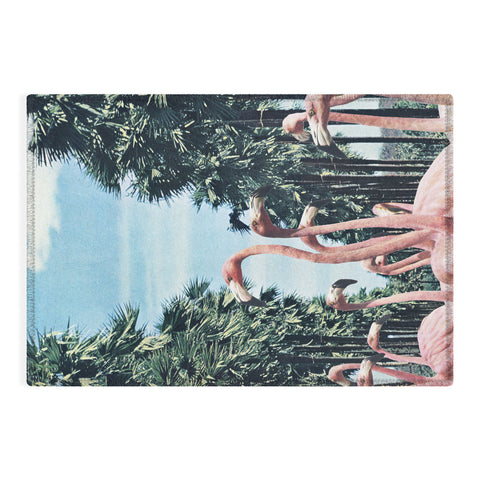 Sarah Eisenlohr Palm Trees Flamingos Outdoor Rug