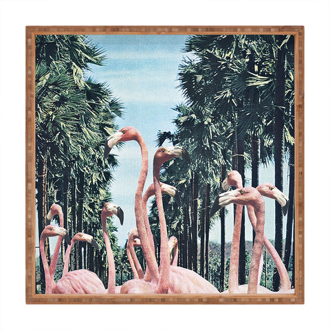 Sarah Eisenlohr Palm Trees Flamingos Square Tray