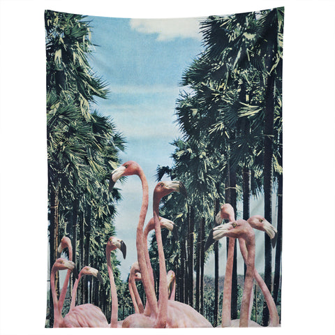 Sarah Eisenlohr Palm Trees Flamingos Tapestry