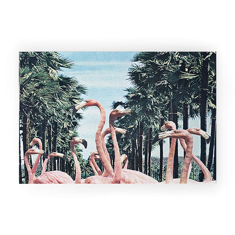 Sarah Eisenlohr Palm Trees Flamingos Welcome Mat