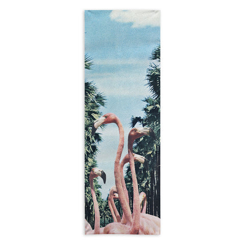 Sarah Eisenlohr Palm Trees Flamingos Yoga Towel