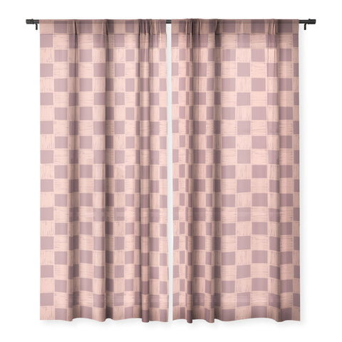 Schatzi Brown Alice Check Mauve Sheer Window Curtain